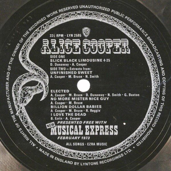 Alice Cooper - Slick Black Limousine (Flexi, 7&quot;) (Very Good (VG))