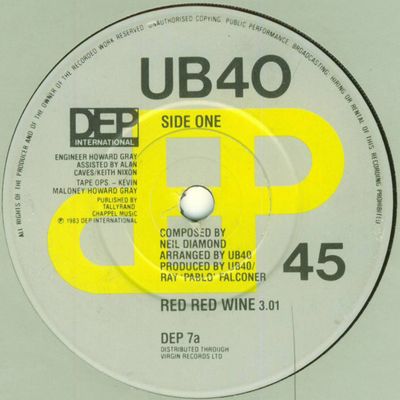 UB40 - Red Red Wine (7&quot;, Single, Pap) (Very Good (VG))