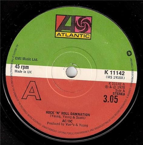 AC/DC - Rock &#39;N&#39; Roll Damnation (7&quot;, Single) (Very Good Plus (VG+))
