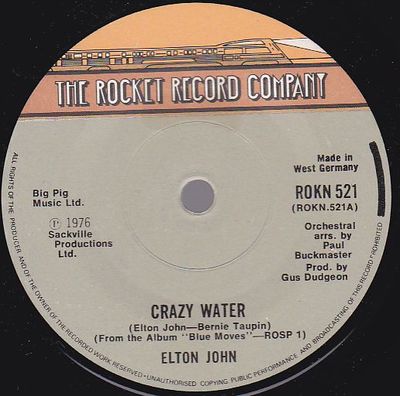 Elton John - Crazy Water (7&quot;, Single, Sol) (Very Good Plus (VG+))