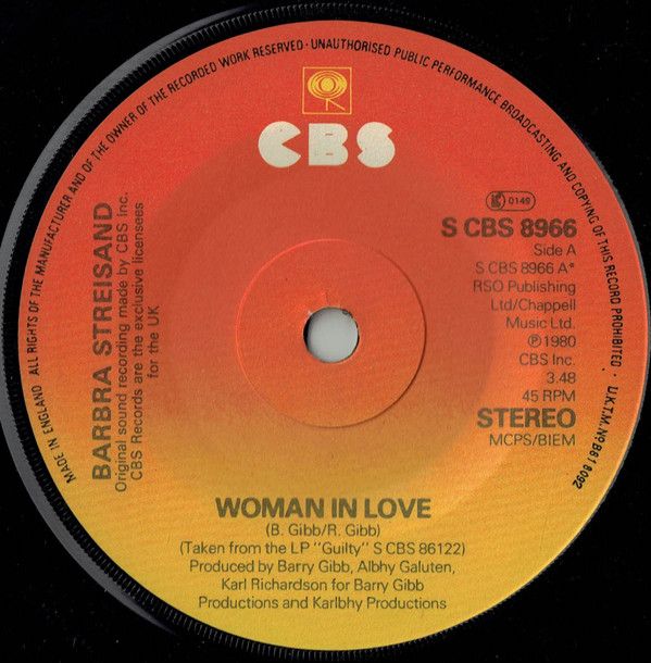 Barbra Streisand - Woman In Love (7&quot;, Single, Ora) (Very Good Plus (VG+))