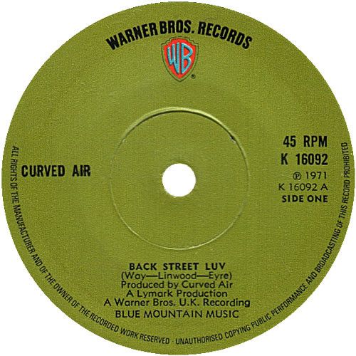 Curved Air - Back Street Luv (7&quot;, Single, Sol) (Very Good Plus (VG+))