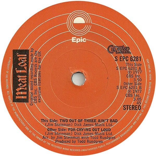 Meat Loaf - Two Out Of Three Ain&#39;t Bad (7&quot;, Single) (Very Good Plus (VG+))