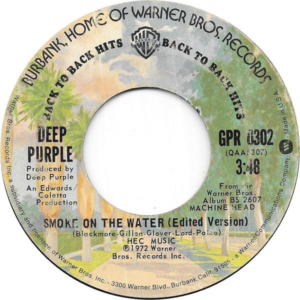 Deep Purple - Smoke On The Water (Edited Version) (7&quot;, Single, RE, Styrene, CTH) (Very Good Plus (VG+))