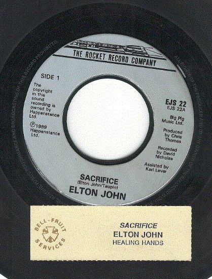 Elton John - Sacrifice / Healing Hands (7&quot;, Single, Jukebox, RE, Sil) (Very Good (VG))