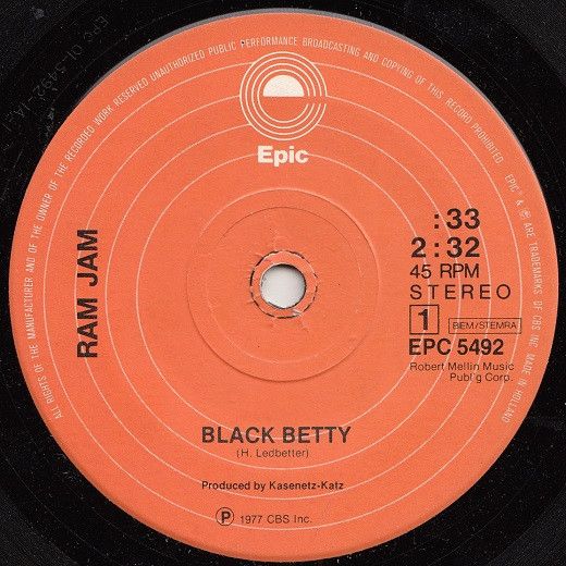 Ram Jam - Black Betty (7&quot;, Single, Sol) (Near Mint (NM or M-))