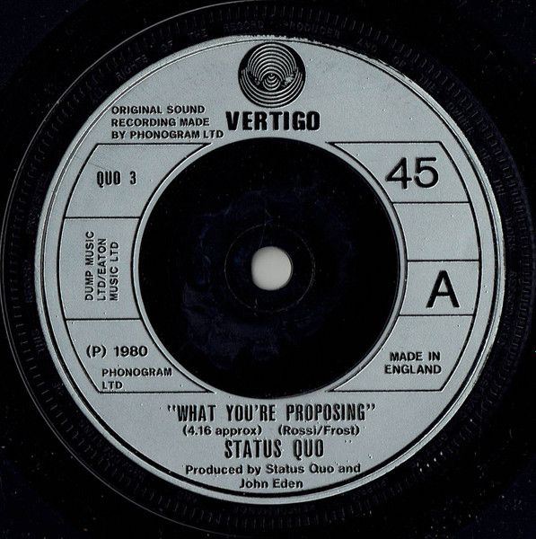 Status Quo - What You&#39;re Proposing (7&quot;, Single, Com) (Near Mint (NM or M-))