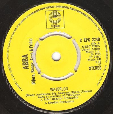 ABBA, (Bjorn, Benny, Anna &amp; Frida)* - Waterloo (7&quot;, Single, 4-P) (Very Good (VG))