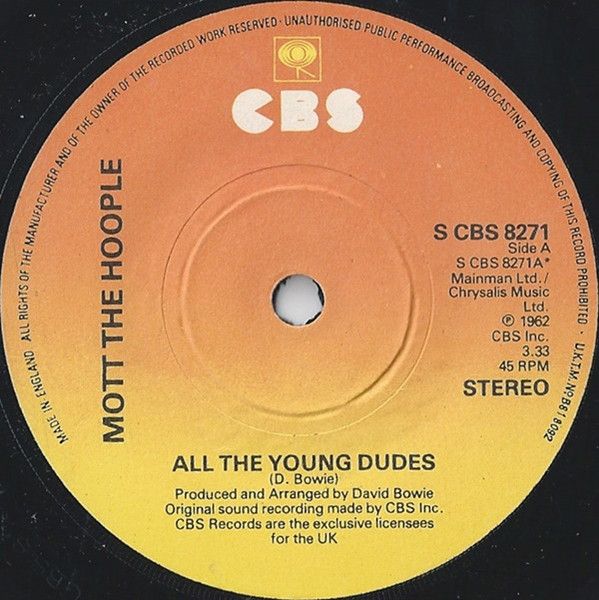 Mott The Hoople - All The Young Dudes (7&quot;, Single, M/Print, RE) (Very Good Plus (VG+))
