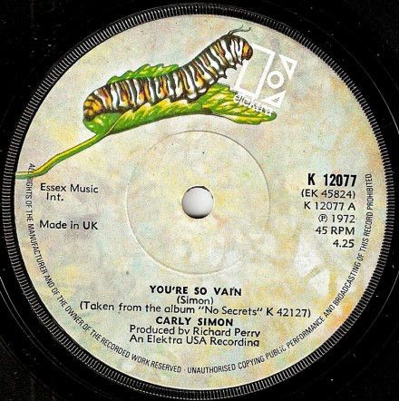 Carly Simon - You&#39;re So Vain (7&quot;, Single, Sol) (Very Good Plus (VG+))