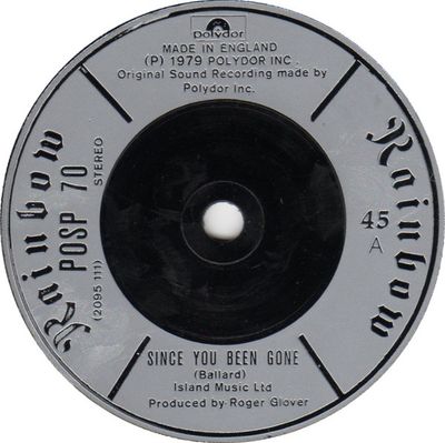 Rainbow - Since You Been Gone (7", Single, Sil) (Very Good Plus (VG+))