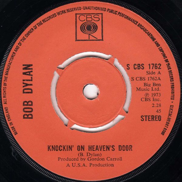 Bob Dylan - Knockin' On Heaven's Door (7", Single, Kno) (Near Mint (NM or M-))