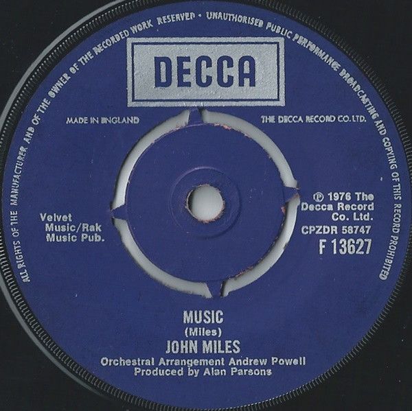 John Miles - Music (7", Single, Pap) (Very Good Plus (VG+))