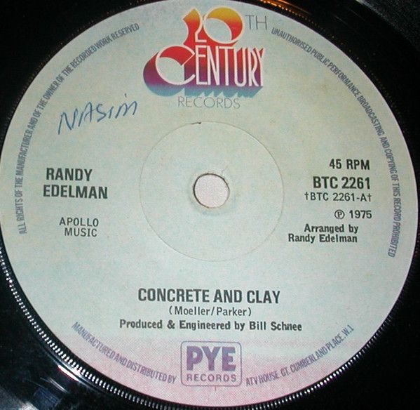 Randy Edelman - Concrete And Clay (7", Single, Sol) (Near Mint (NM or M-))