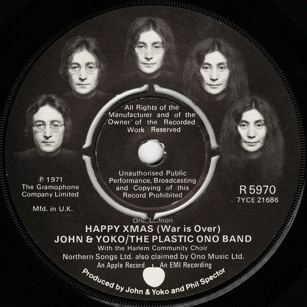 John Lennon &amp; Yoko Ono &amp; The Plastic Ono Band - Happy Xmas (War Is Over) (7", Single, Pus) (Near Mint (NM or M-))