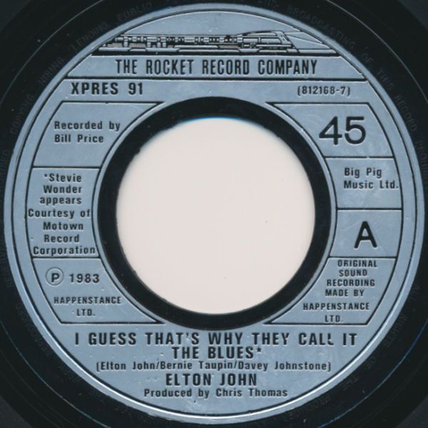 Elton John - I Guess That's Why They Call It The Blues (7", Single, lar) (Very Good Plus (VG+))