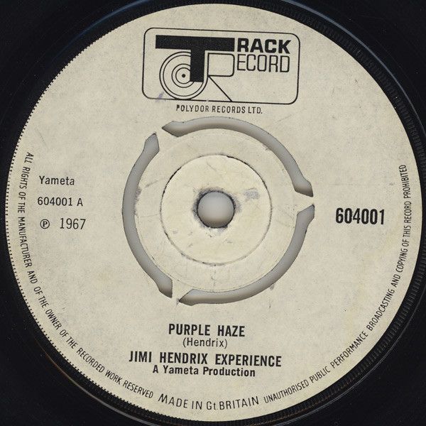 The Jimi Hendrix Experience - Purple Haze (7", Single, Whi) (Very Good Plus (VG+))