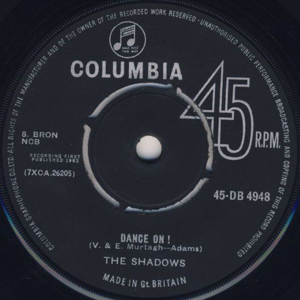 The Shadows - Dance On ! (7", Single, RP) (Very Good Plus (VG+))