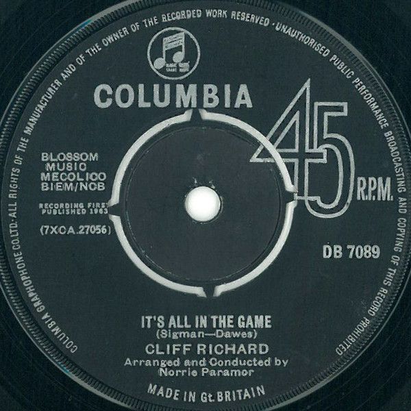 Cliff Richard - It's All In The Game (7", Single) (Very Good (VG))