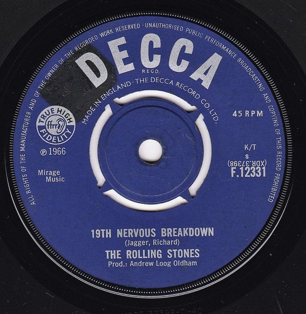 The Rolling Stones - 19th Nervous Breakdown / As Tears Go By (7", Single) (Very Good (VG))