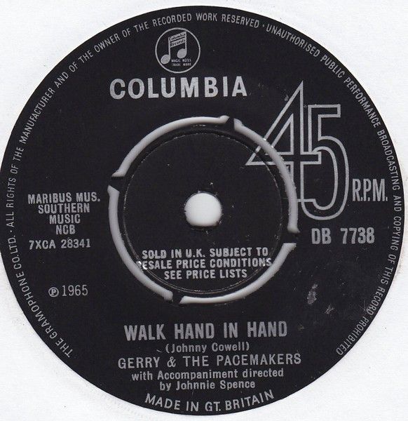 Gerry &amp; The Pacemakers - Walk Hand In Hand (7", Single) (Very Good (VG))