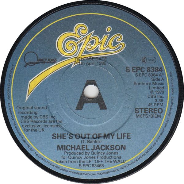 Michael Jackson - She's Out Of My Life (7", Single, Promo) (Mint (M))