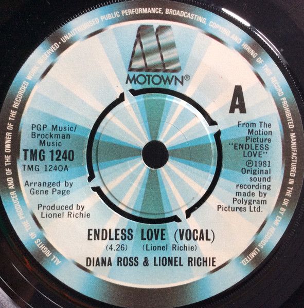 Diana Ross And Lionel Richie - Endless Love (7", Single, Pus) (Near Mint (NM or M-))