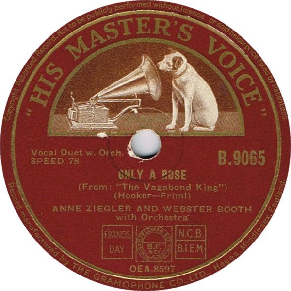 Anne Ziegler And Webster Booth* - Only A Rose / You, Just You (Shellac, 10") (Very Good (VG))