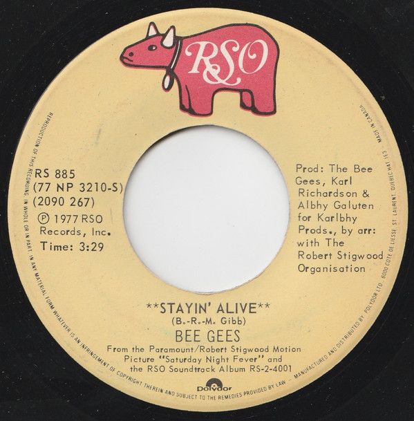 Bee Gees - Stayin' Alive (7", Single, RSO) (Near Mint (NM or M-))