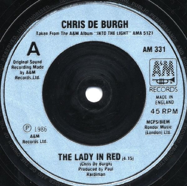 Chris de Burgh - The Lady In Red (7", Single) (Near Mint (NM or M-))