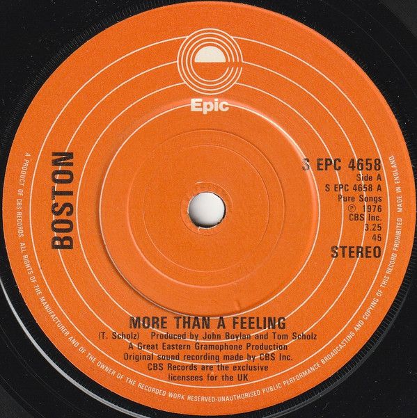 Boston - More Than A Feeling (7", Single, Sol) (Very Good Plus (VG+))