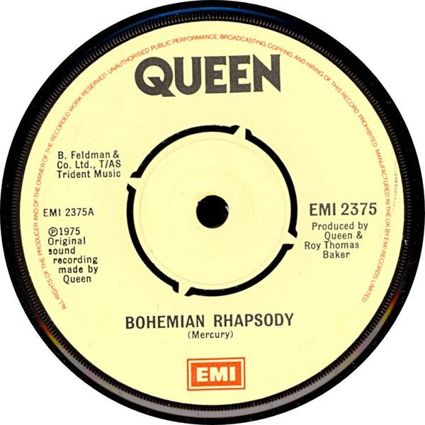 Queen - Bohemian Rhapsody (7", Single, RP, Yel) (Very Good (VG))