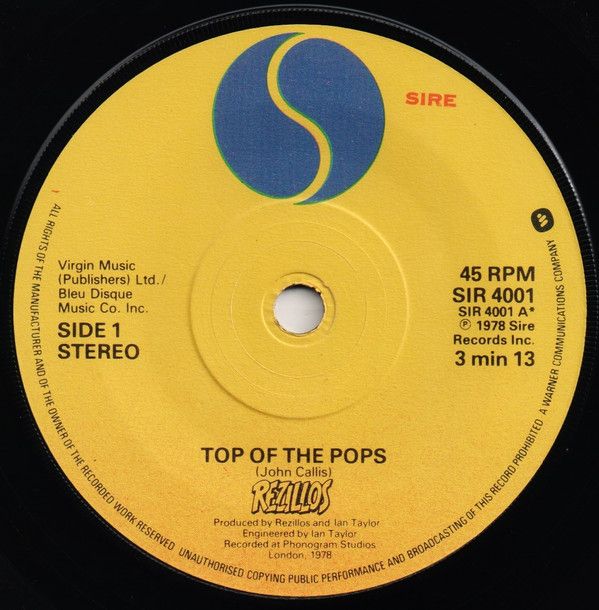 The Rezillos - Top Of The Pops (7", Single) (Very Good (VG))