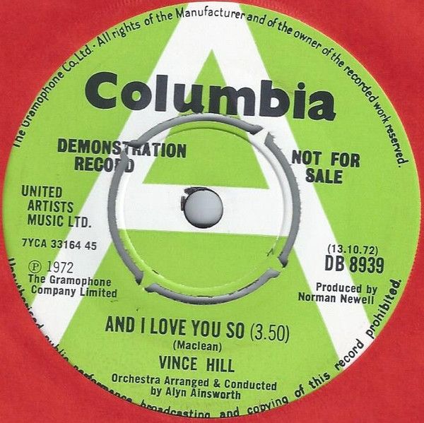 Vince Hill - And I Love You So (7", Single, Promo) (Very Good (VG))