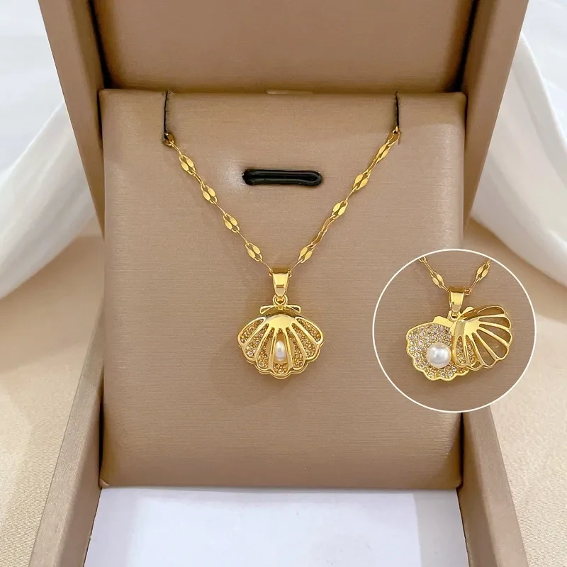 Embellished Seashell Necklace
