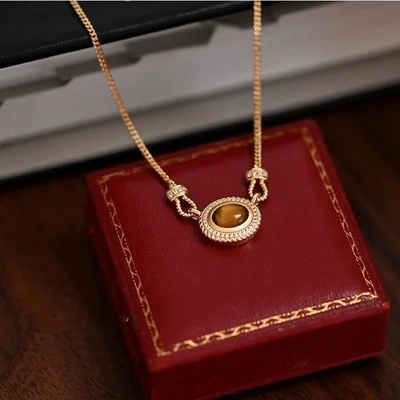 Rani Tiger Eye Pendant Necklace