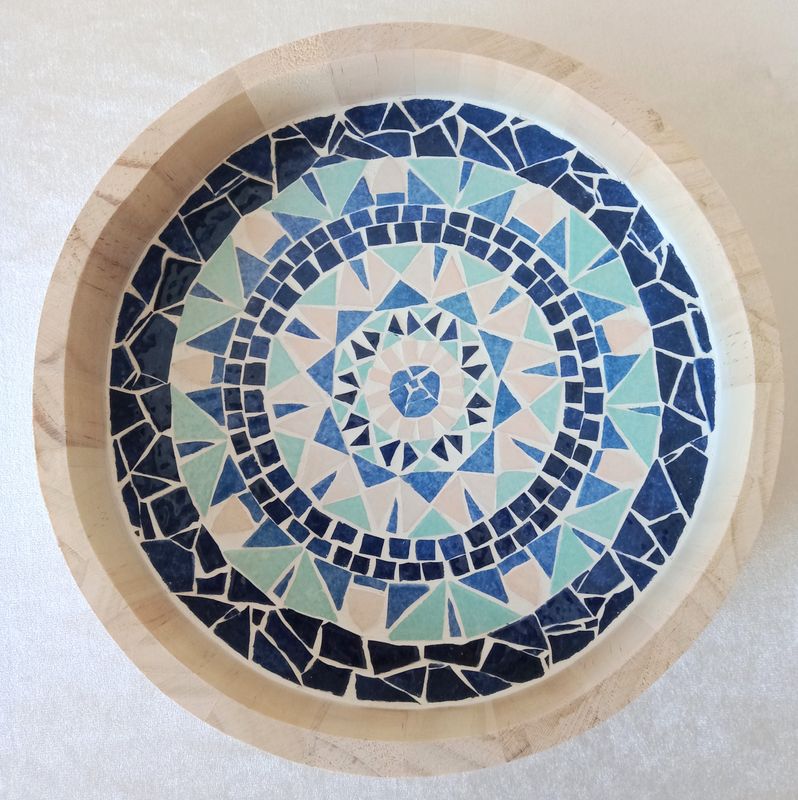 PETIT PLATEAU ROND EN MOSAIQUE "MANDALAS"