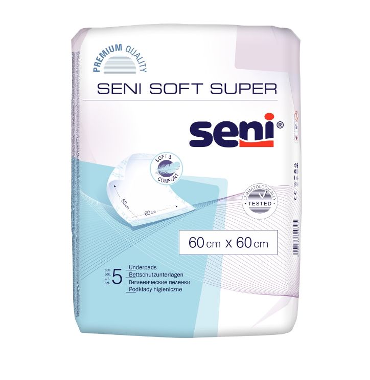 SENI SOFT SUPER absorbējošie paladziņi, 60x60cm (5gb)
