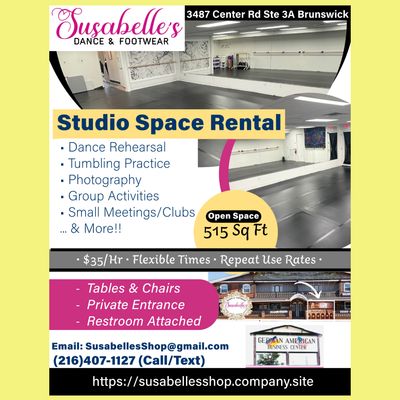 Studio Space Rental ($35/Hr) - 515sq ft Open Space