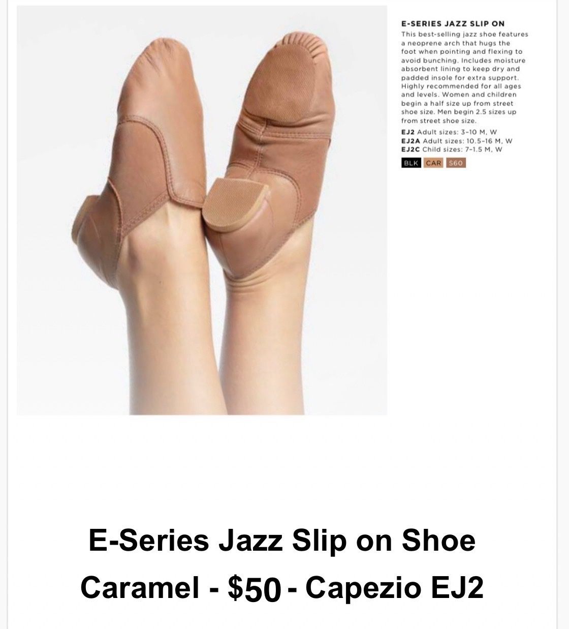 (G) Leather Jazz Shoe (EJ2 - Tan)
