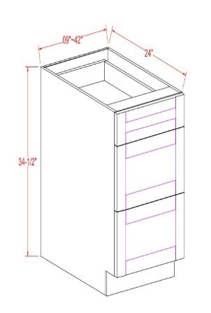 BASE CABINET – 1 SMALL DRAWER, 2 LARGE DRAWERS