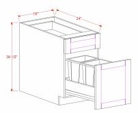 BASE CABINET – 1 DRAWER, 1 DOOR, 2 LARGE BIN CUT - OUTS