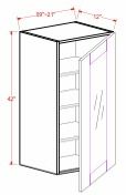 WALL CABINET – 1 GLASS DOOR, 2 ADJUSTABLE SHELVES, MATCHING COLOR INTERIOR