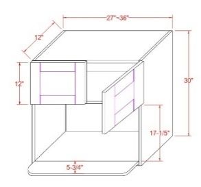 WALL CABINET – 2 DOORS, NO SHELF, 1 OPENG SHELF, MATCHING COLOR FINISH