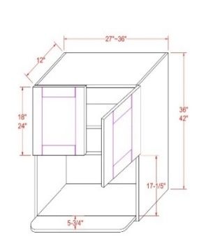 WALL CABINET – 2 DOORS, 1 ADJUSTABLE SHELF, 1 OPENG SHELF, MATCHING COLOR FINISH
