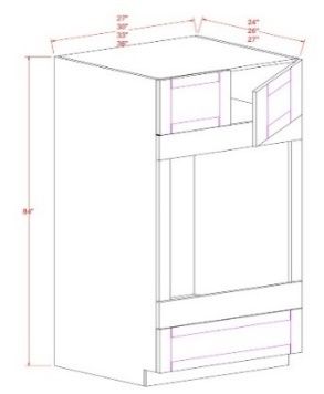 TALL CABINET – 2 DOORS, NO SHELF, 1 LARGE OPEN SHELF, 1 SMALL BOTTOM DRAWER