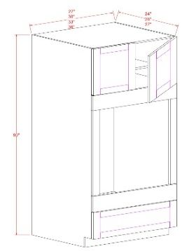 TALL CABINET – 2 DOORS, 1 ADJUSTABLE SHELF, 1 LARGE OPEN SHELF, 1 SMALL BOTTOM DRAWER