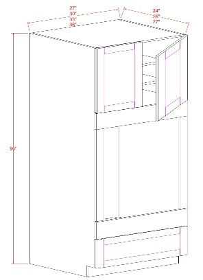 TALL CABINET – 2 DOORS, 2 ADJUSTABLE SHELF, 1 LARGE OPEN SHELF, 1 SMALL BOTTOM DRAWER