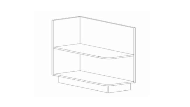PAW-BOES12R ANTIQUE WHITE BASE OPEN END SHELF 12"
