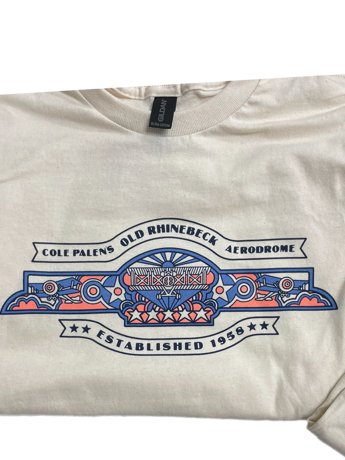 Vintage Logo T-Shirt Natural, Color: Blue/Orange Logo, Size: Small